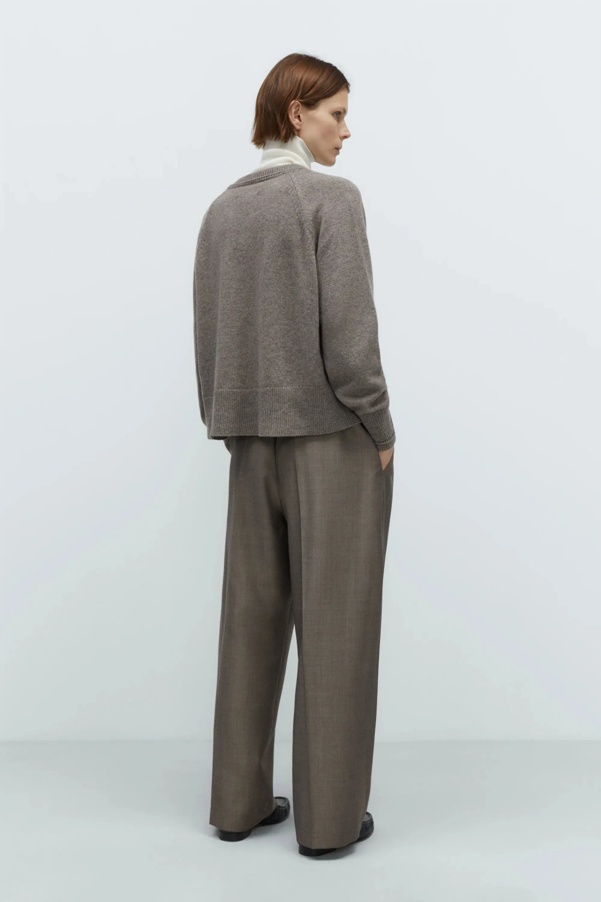 CASHMERE V-NECK SWEATER - TAUPE sold by Ali Golden product image thumbnail 4