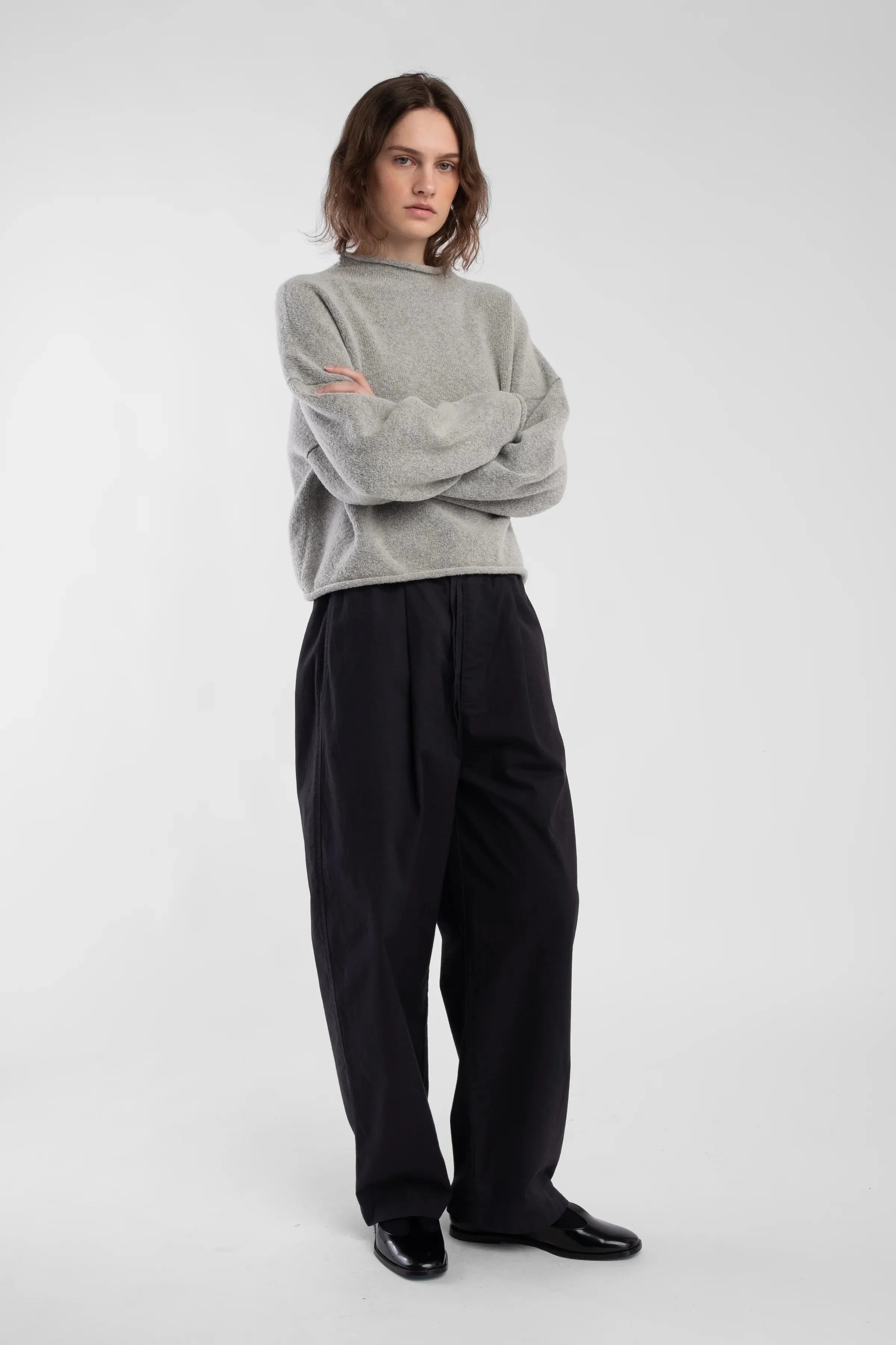 BOUCLE ROLLED SWEATER - HEATHER GRAY sold by Ali Golden product image thumbnail 5