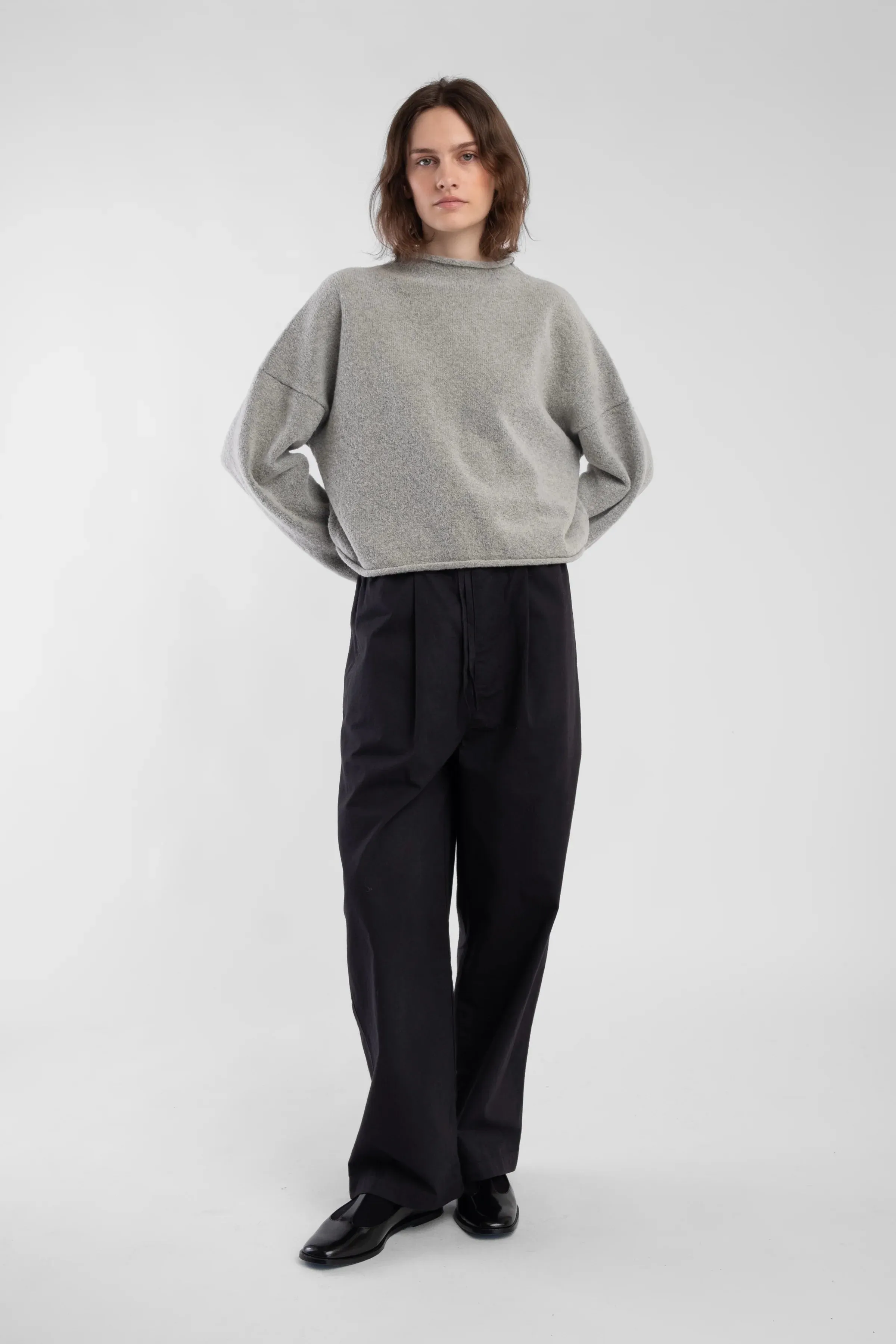 BOUCLE ROLLED SWEATER - HEATHER GRAY sold by Ali Golden product image thumbnail 4