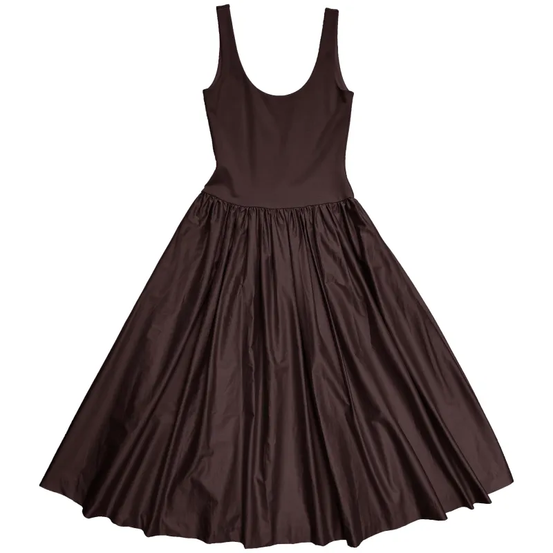 MIXED FABRIC DRESS - MUTED EGGPLANT made by Ali Golden