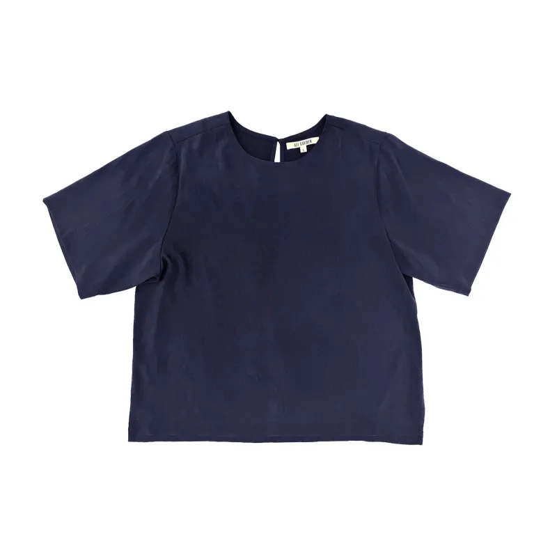 WOVEN T-SHIRT - NAVY made by Ali Golden