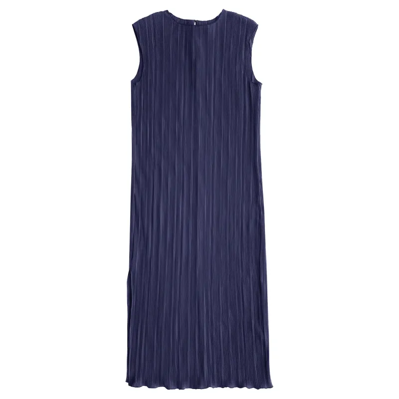 PLEATED TANK DRESS - NAVY made by Ali Golden