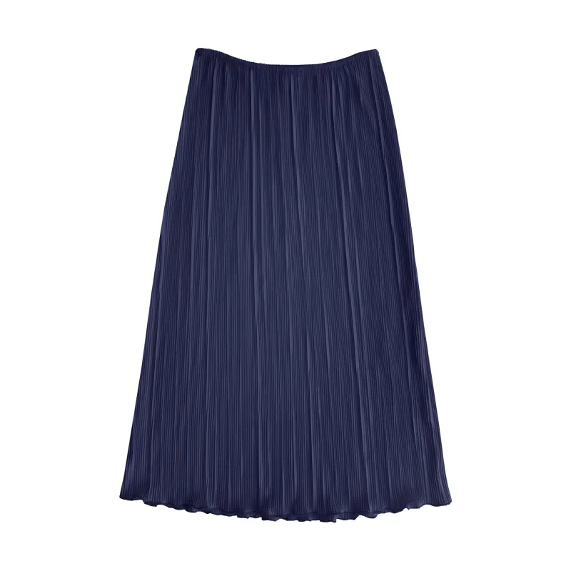 PLEATED SLIM MIDI SKIRT - NAVY sold by Ali Golden