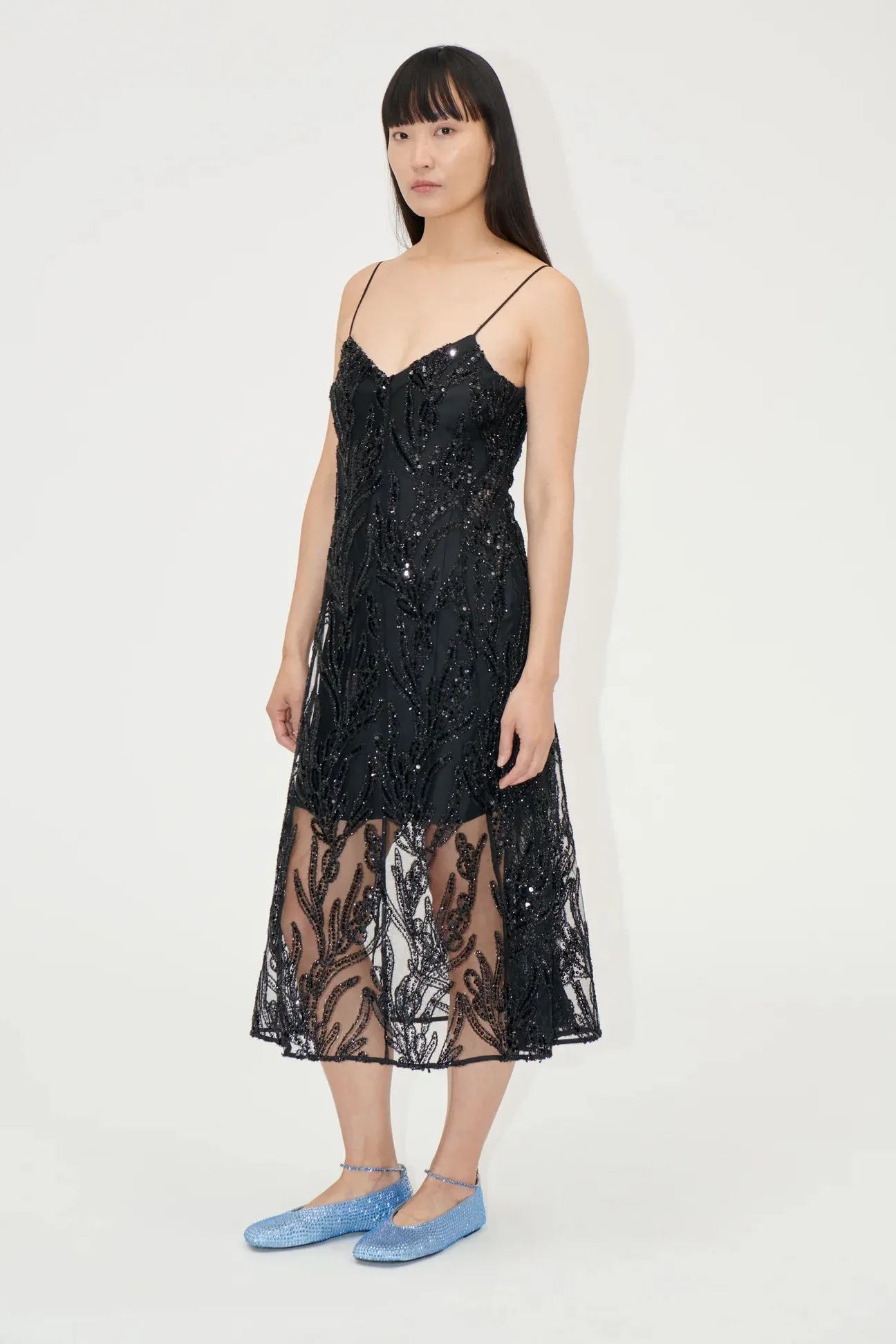 V-NECK MIDI DRESS - ABSTRACT EMBELLISHMENT sold by Ali Golden product image thumbnail 2