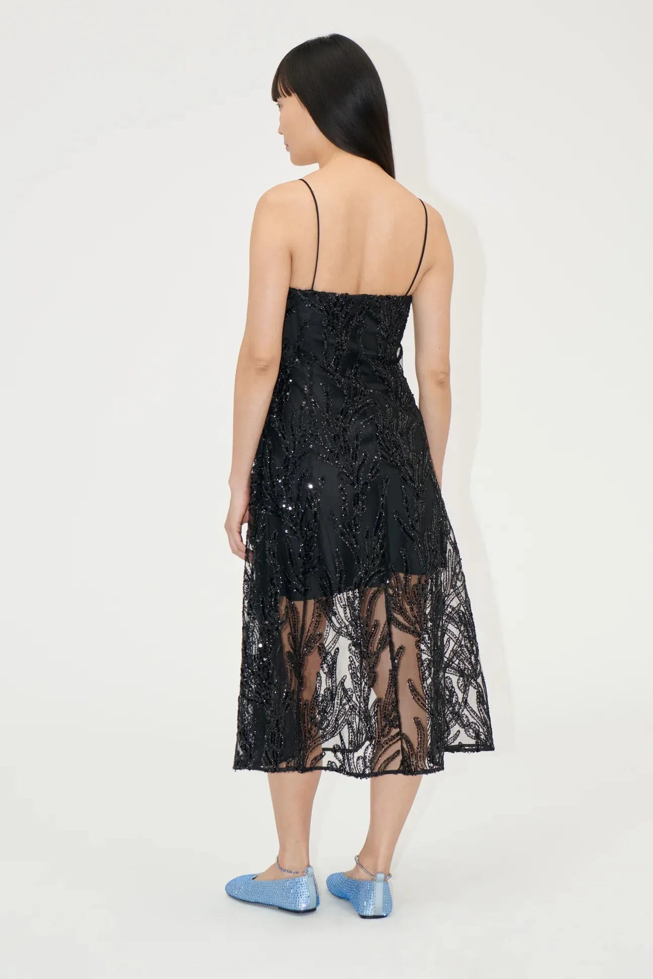 V-NECK MIDI DRESS - ABSTRACT EMBELLISHMENT sold by Ali Golden product image thumbnail 3