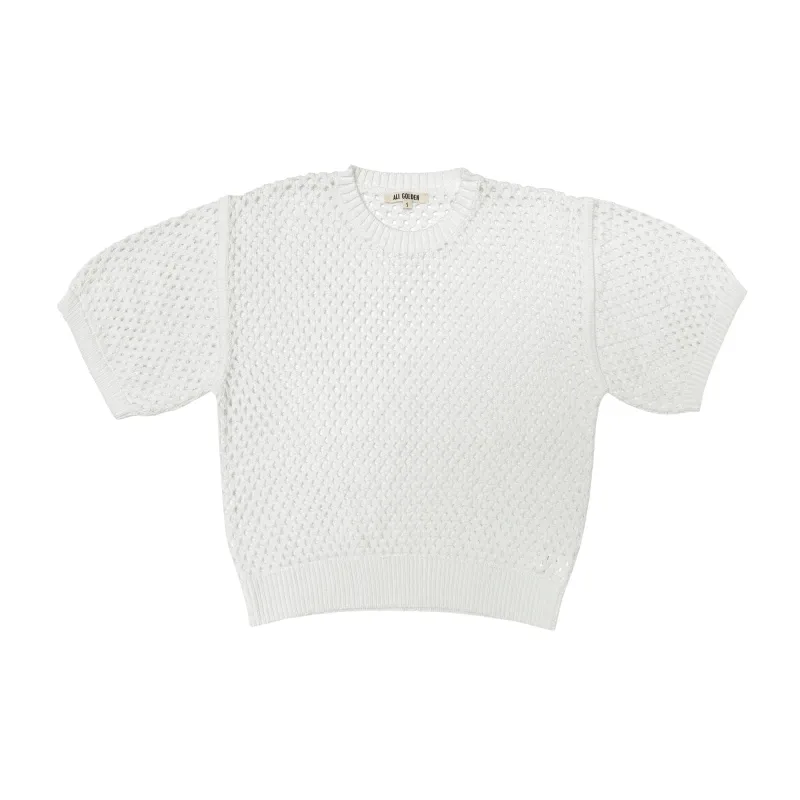OPEN KNIT T-SHIRT - BONE made by Ali Golden