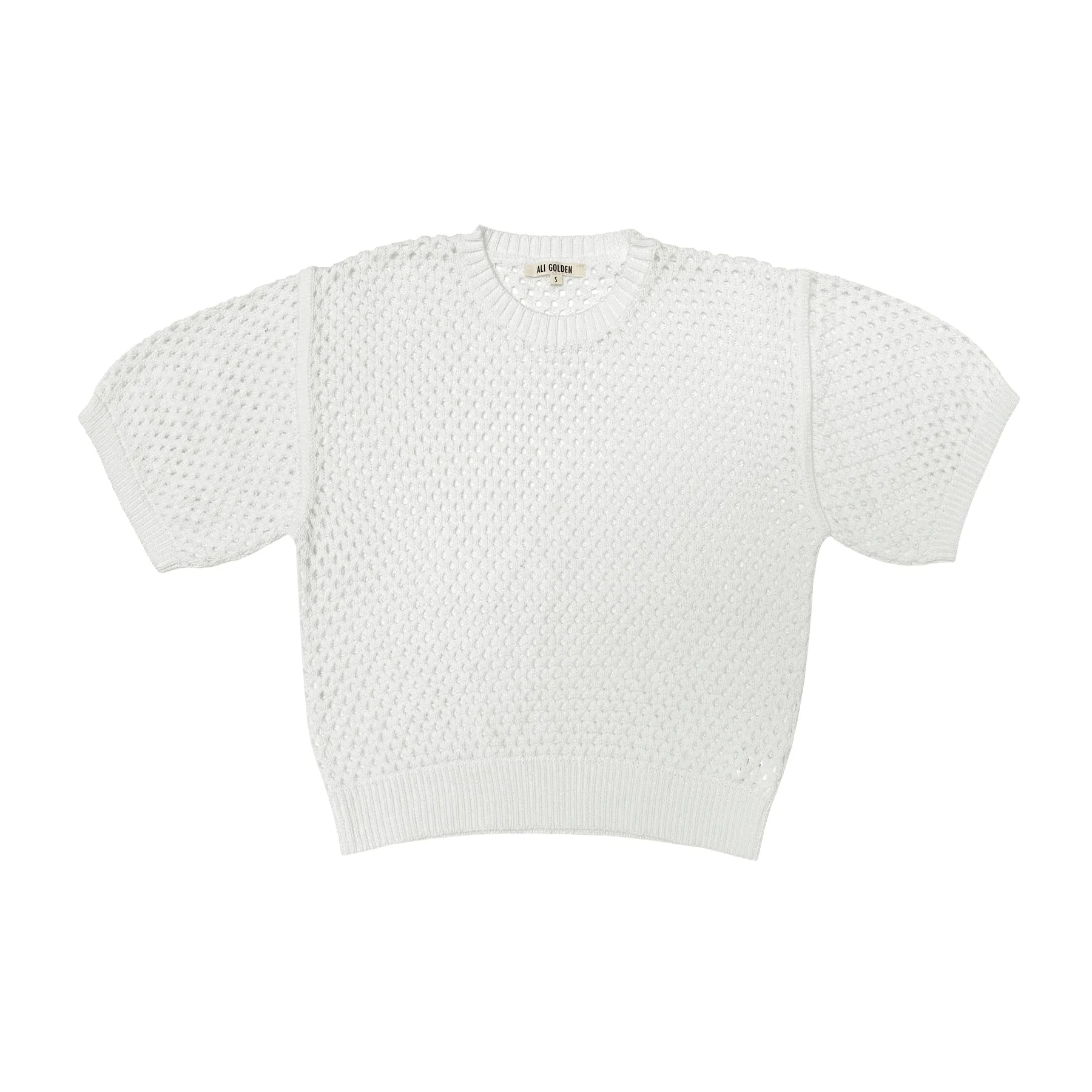 OPEN KNIT T-SHIRT - BONE sold by Ali Golden