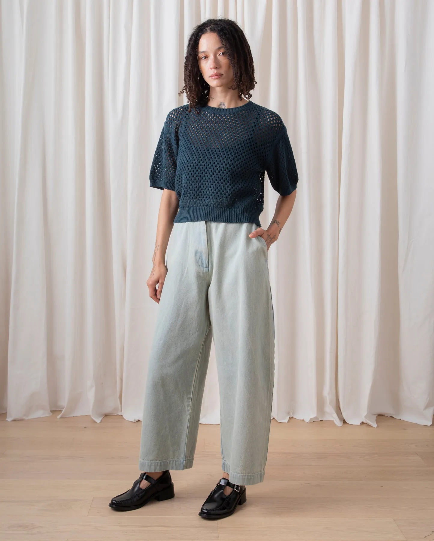 OPEN KNIT T-SHIRT - BONE sold by Ali Golden product image thumbnail 2