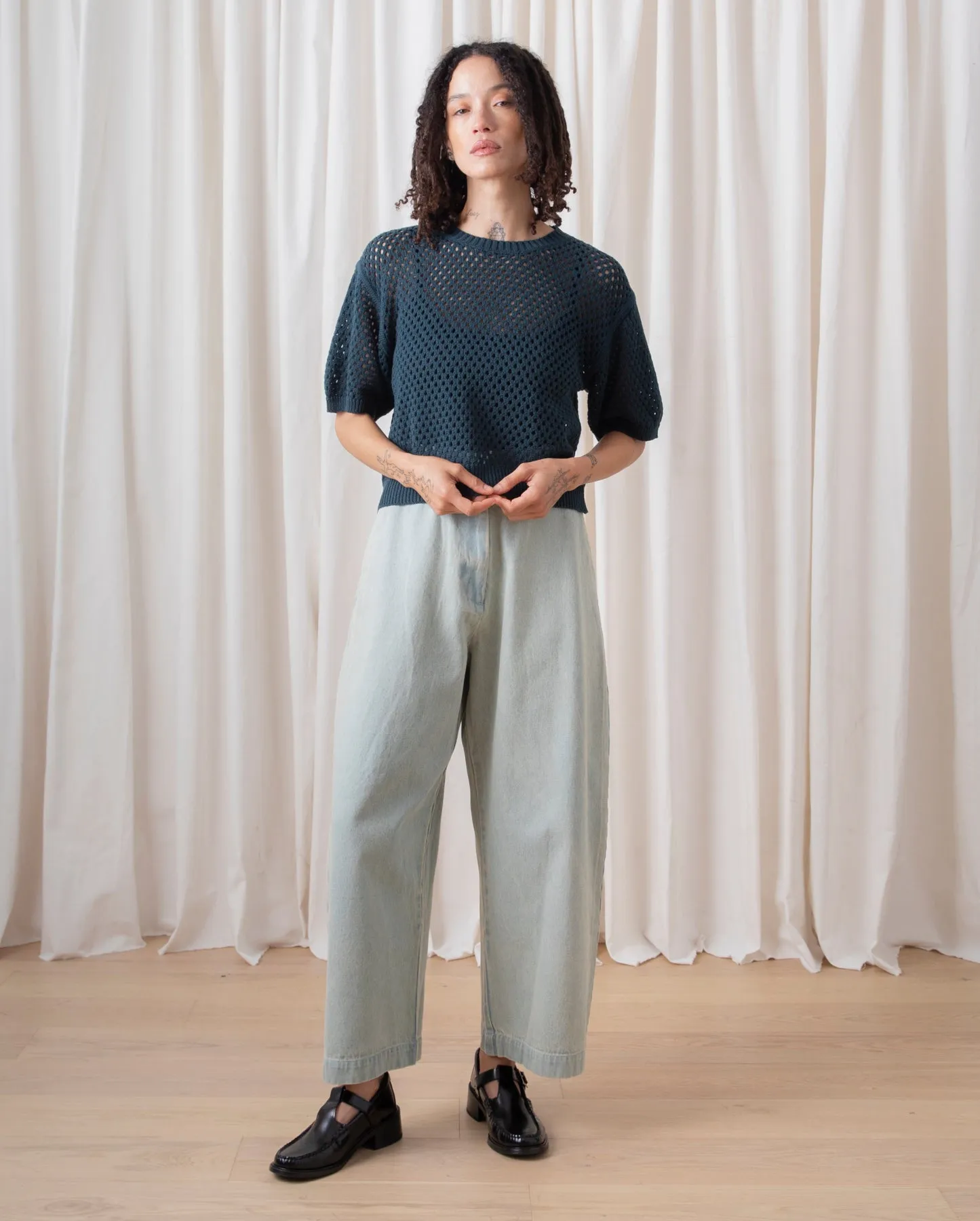 OPEN KNIT T-SHIRT - BONE sold by Ali Golden product image thumbnail 3