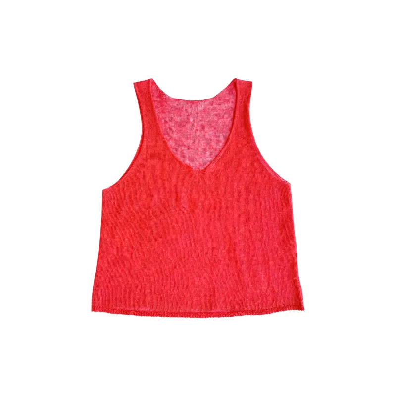 CROPPED LINEN TANK - RASPBERRY sold by Ali Golden