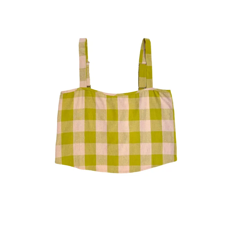 BUTTON BACK TANK - CHARTREUSE/PINK made by Ali Golden