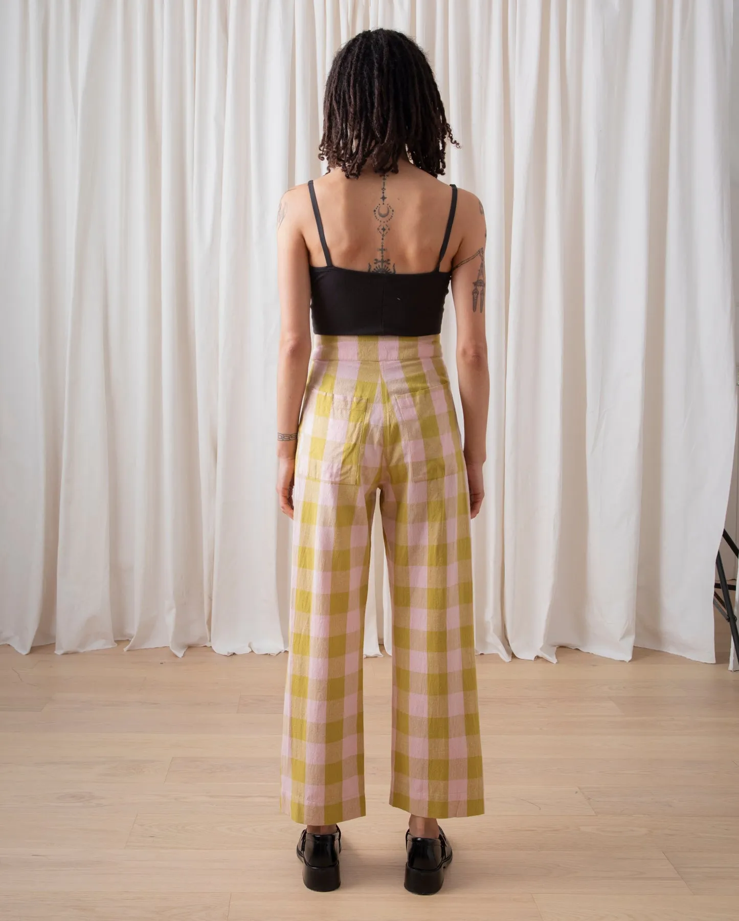 SILK FLY FRONT PANT W/ POCKETS - CHARTREUSE/PINK sold by Ali Golden product image thumbnail 2