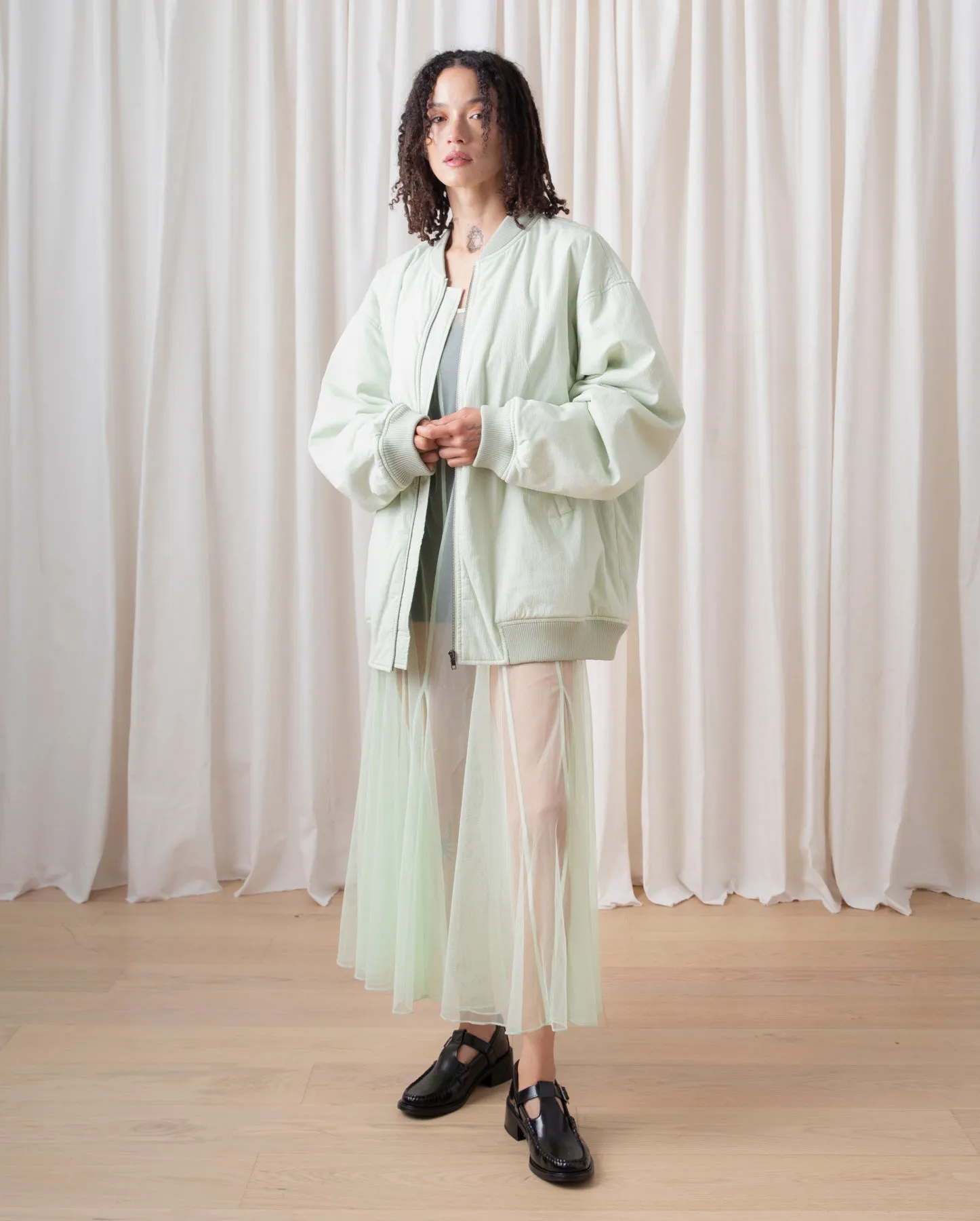 OVERSIZED BOMBER JACKET - LIGHT MINT SEERSUCKER sold by Ali Golden product image thumbnail 3