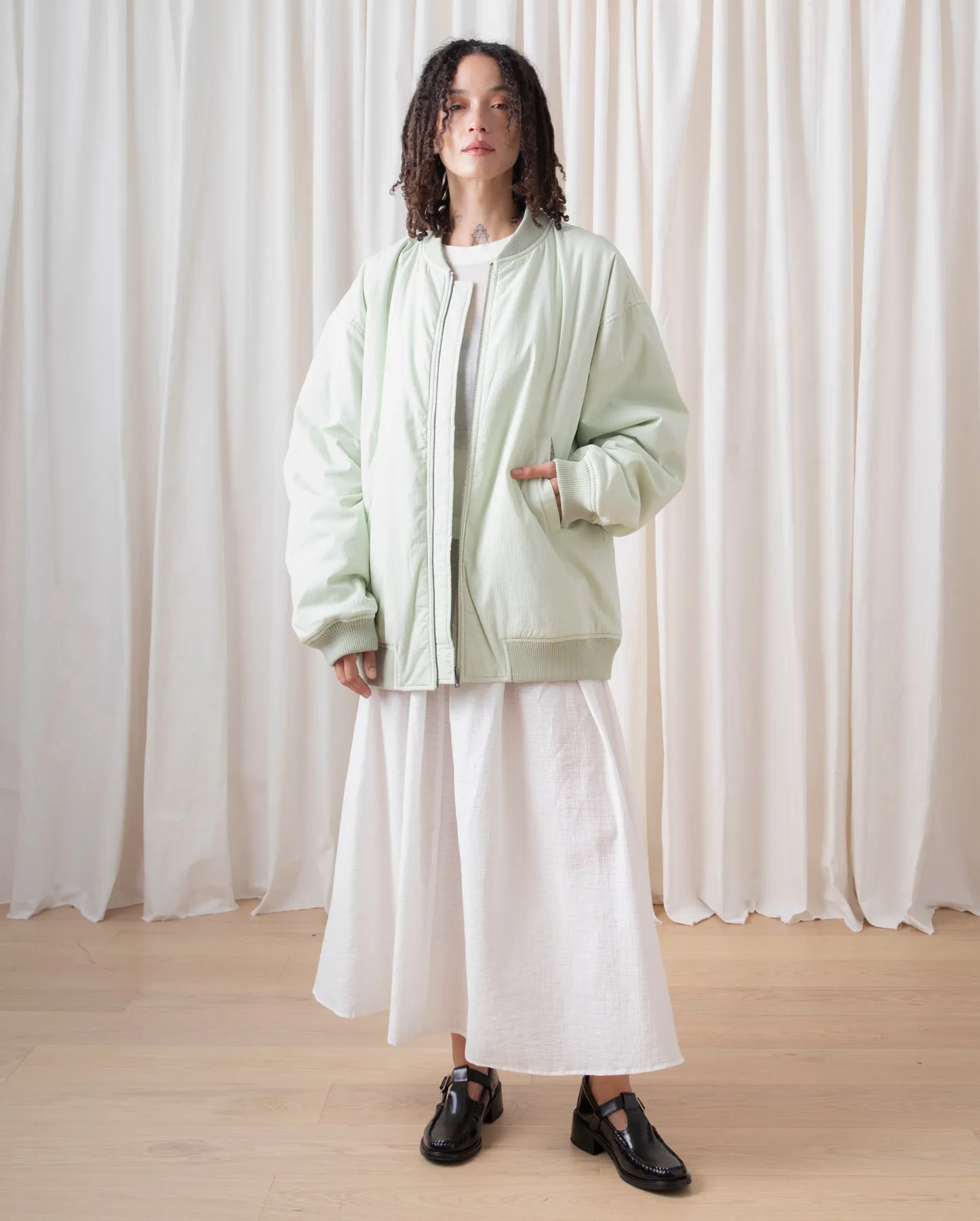 OVERSIZED BOMBER JACKET - LIGHT MINT SEERSUCKER sold by Ali Golden product image thumbnail 5