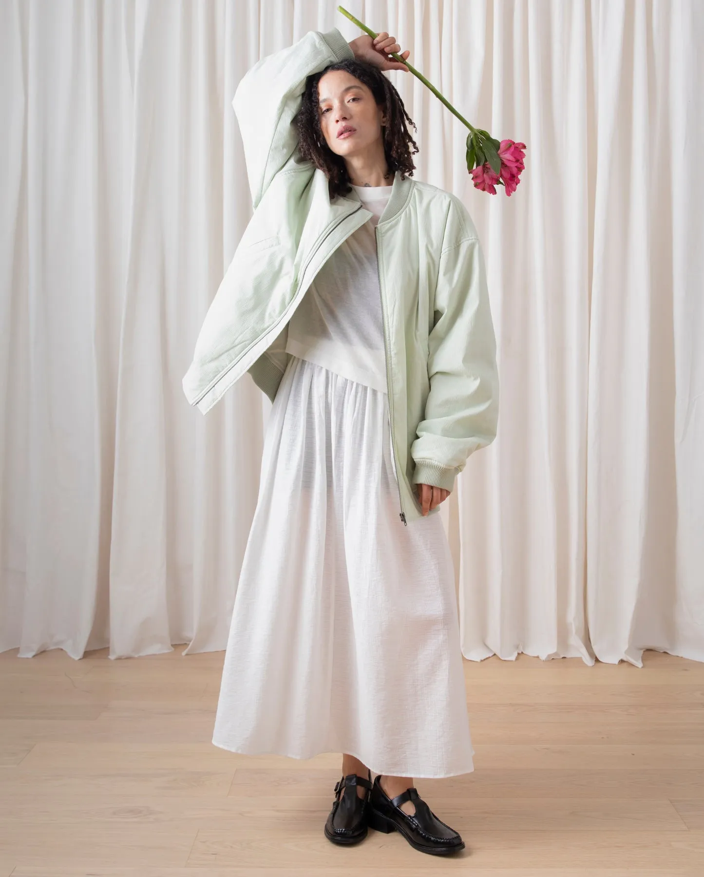 OVERSIZED BOMBER JACKET - LIGHT MINT SEERSUCKER sold by Ali Golden product image thumbnail 4