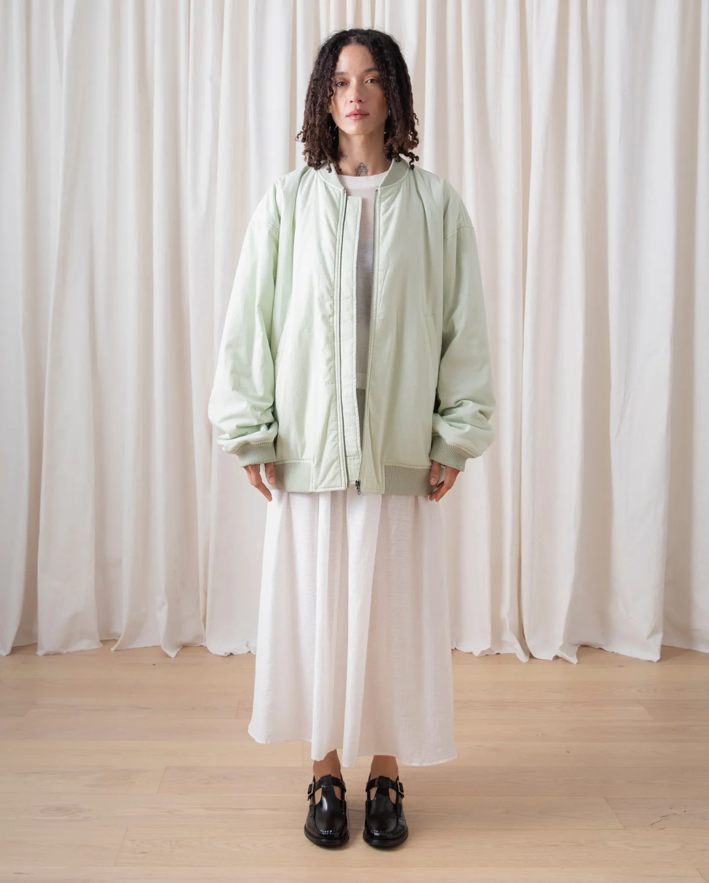 OVERSIZED BOMBER JACKET - LIGHT MINT SEERSUCKER sold by Ali Golden product image thumbnail 2