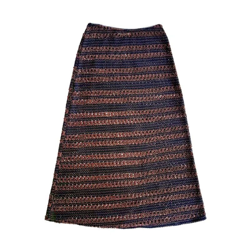 SLIM MIDI SKIRT - BROWN/BLACK CROCHET made by Ali Golden