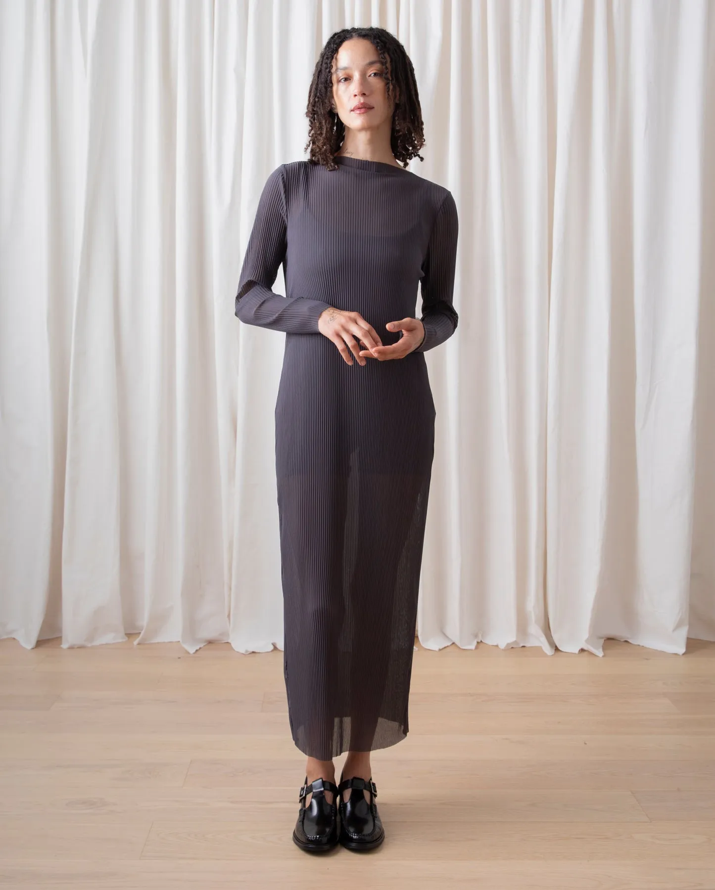 PLEATED MESH DRESS - SHADOW sold by Ali Golden product image thumbnail 2