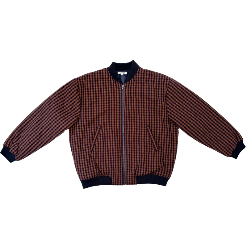 OVERSIZED BOMBER JACKET - RUST/NAVY GINGHAM made by Ali Golden