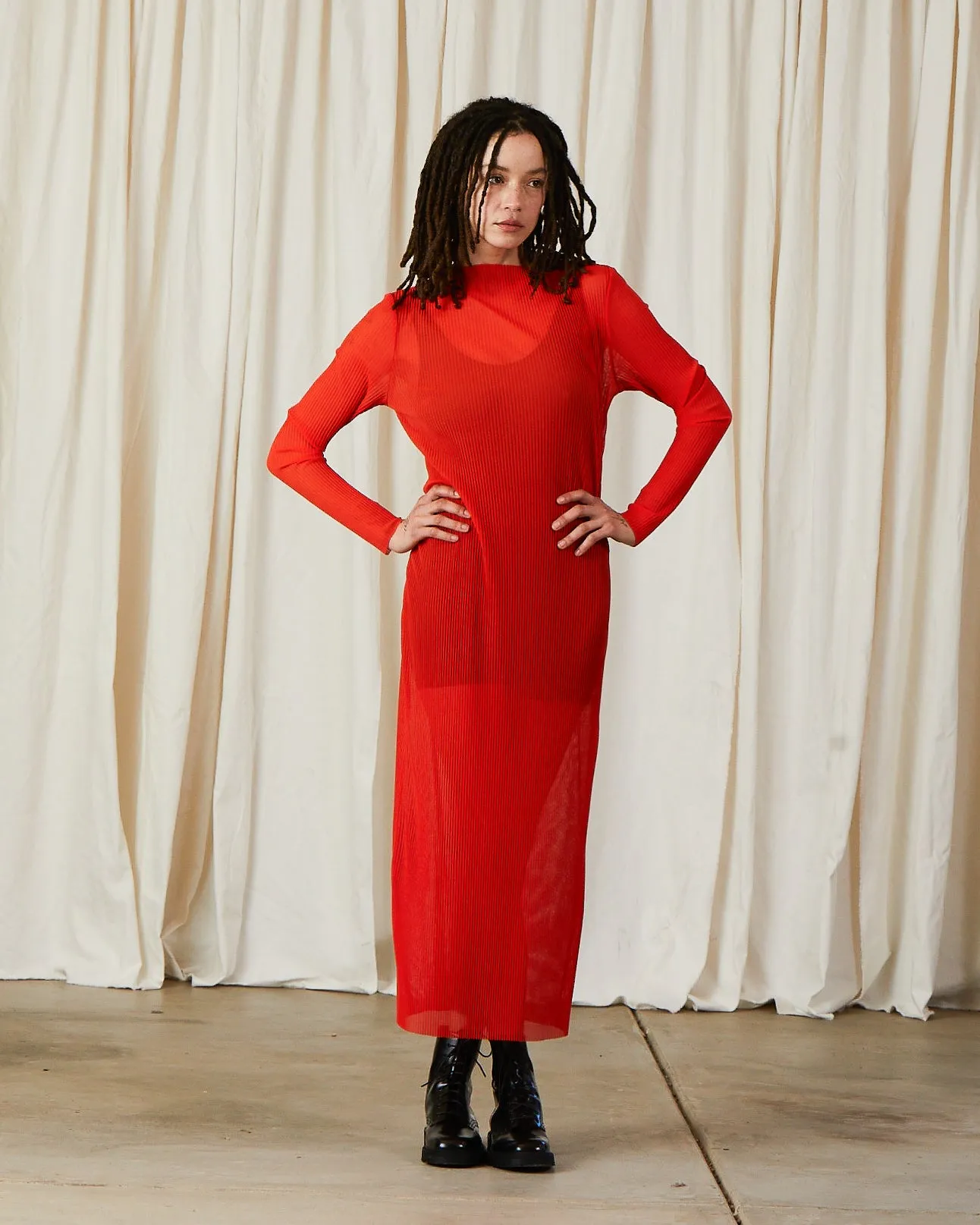 PLEATED MESH DRESS - POPPY sold by Ali Golden product image thumbnail 4