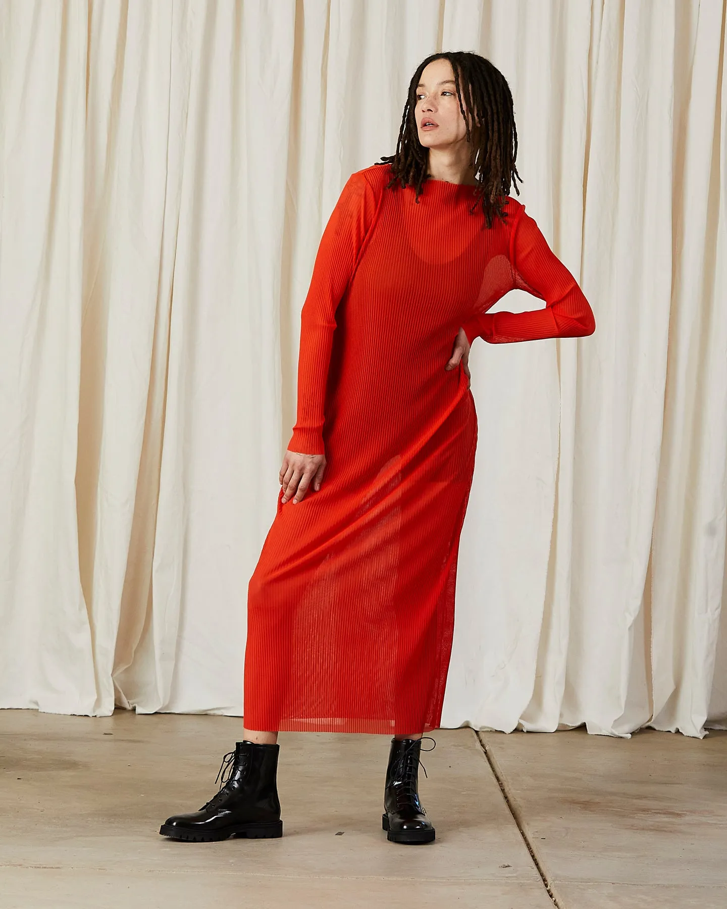 PLEATED MESH DRESS - POPPY sold by Ali Golden product image thumbnail 3