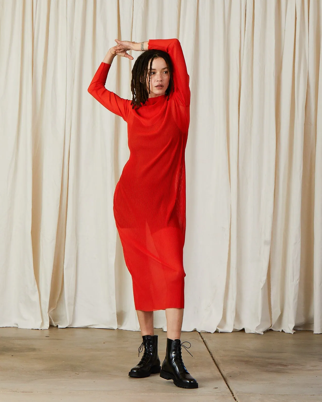 PLEATED MESH DRESS - POPPY sold by Ali Golden product image thumbnail 5