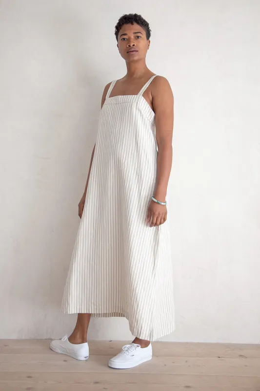 SAMPLE - SQUARE DRESS - NATURAL STRIPE sold by Ali Golden