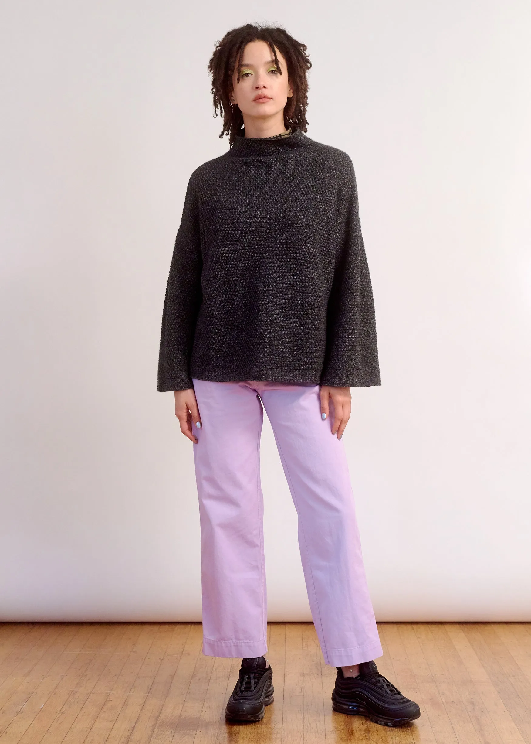 SAMPLE - ALPACA BLEND MOCK TURTLENECK - CHARCOAL MELANGE sold by Ali Golden product image thumbnail 4