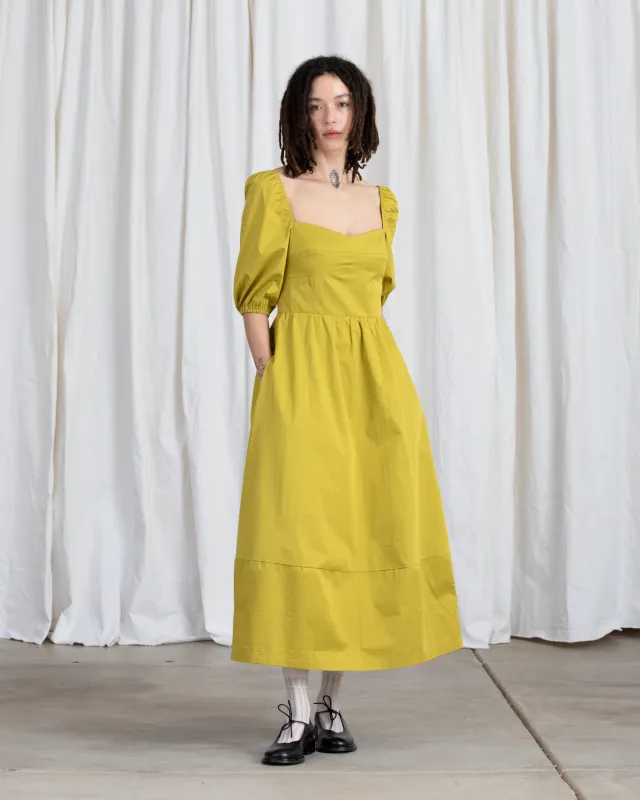 SAMPLE - SWEETHEART MIDI DRESS - CHARTREUSE made by Ali Golden