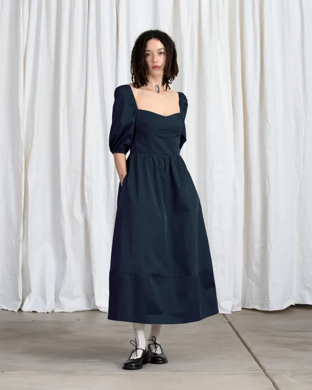 SAMPLE - SWEETHEART MIDI DRESS - FADED NAVY made by Ali Golden