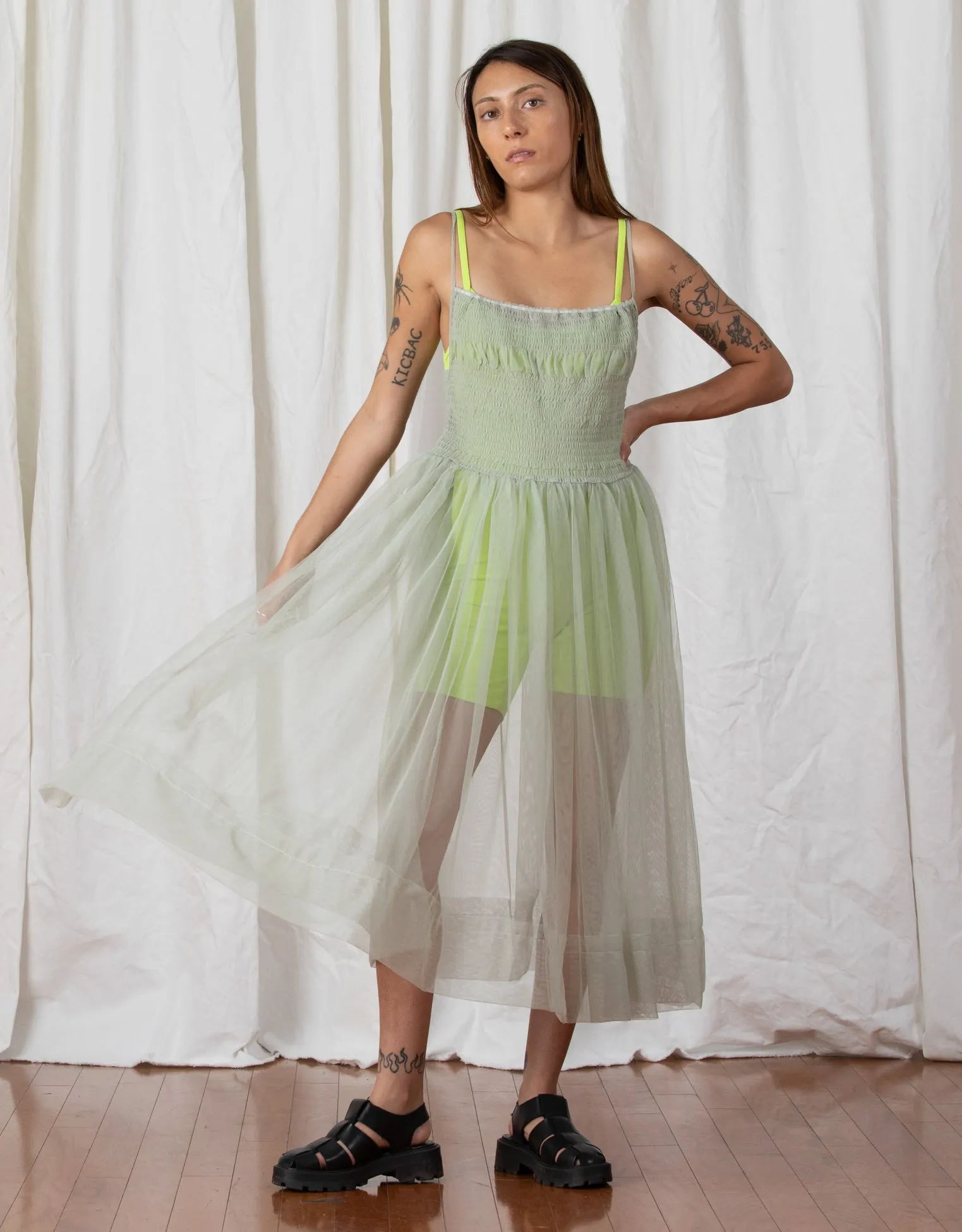 SAMPLE - MESH BALLERINA DRESS - GREEN TEA sold by Ali Golden product image thumbnail 5