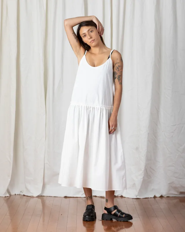 DROP WAIST RUFFLE DRESS - BONE made by Ali Golden