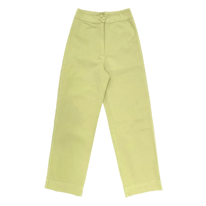 SAMPLE - COTTON FLY FRONT PANT - LIME made by Ali Golden