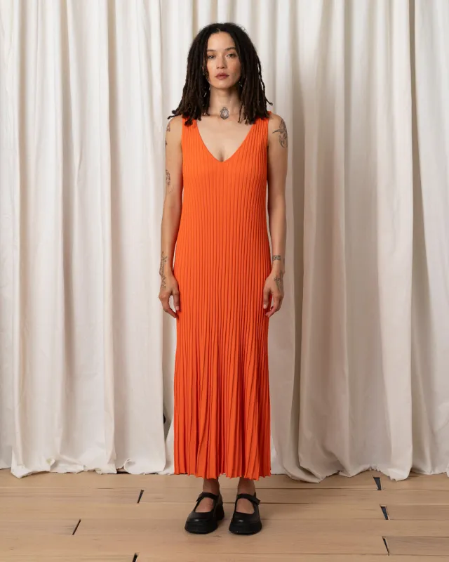 SAMPLE - KNIT PLEATED DRESS - ORANGE made by Ali Golden