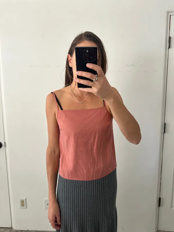 SAMPLE - CUPRO SLIP TOP W/ STRETCH - RUST made by Ali Golden