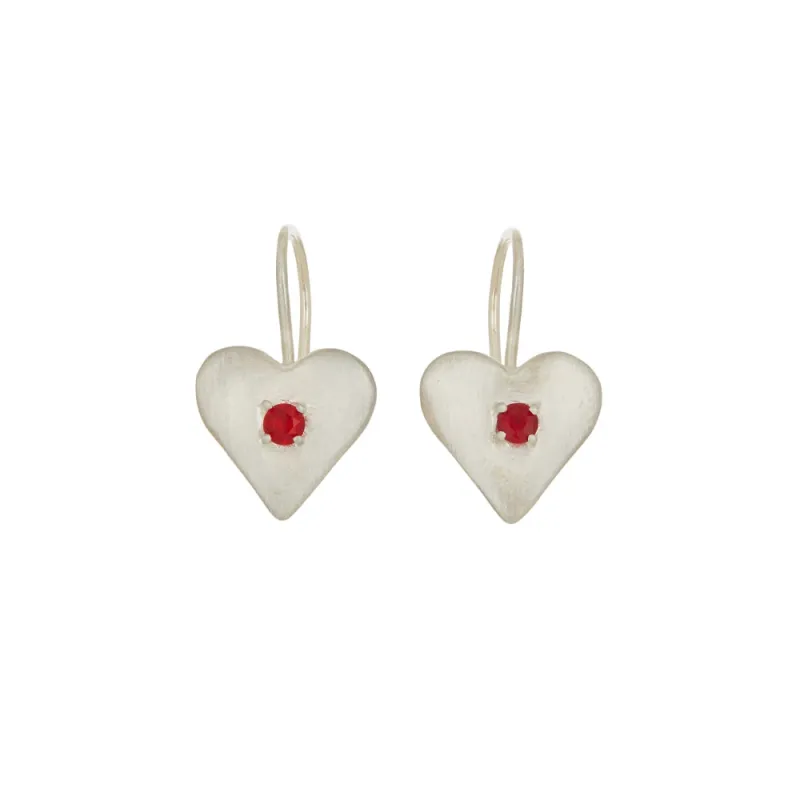 SWEETHEART EARRINGS - STERLING SILVER W/ RED GLASS sold by Ali Golden