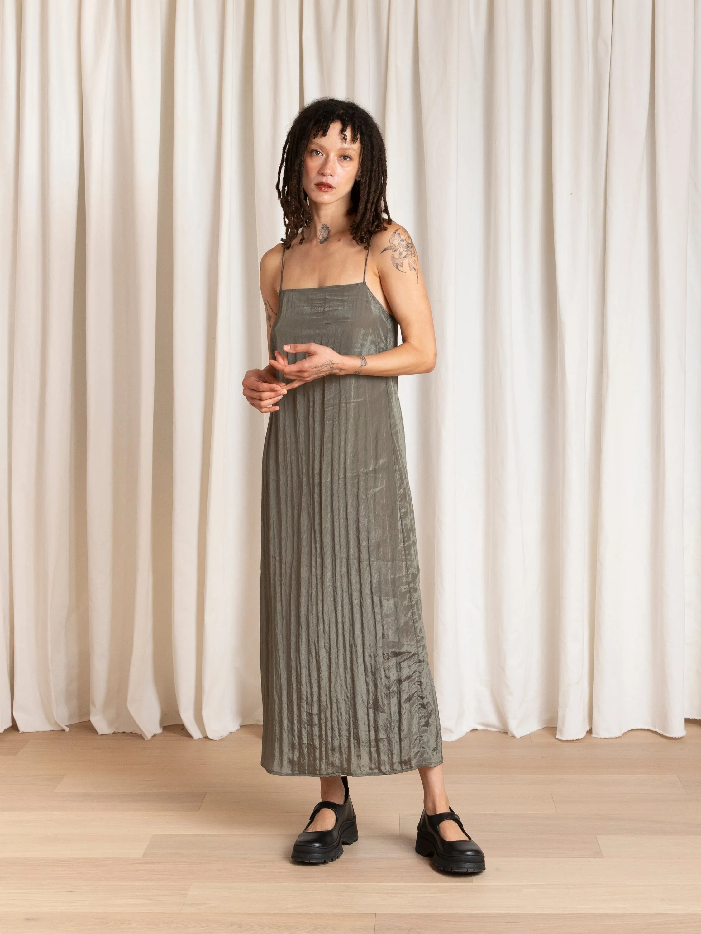 SQUARE NECK SLIP DRESS - SAGE sold by Ali Golden product image thumbnail 3