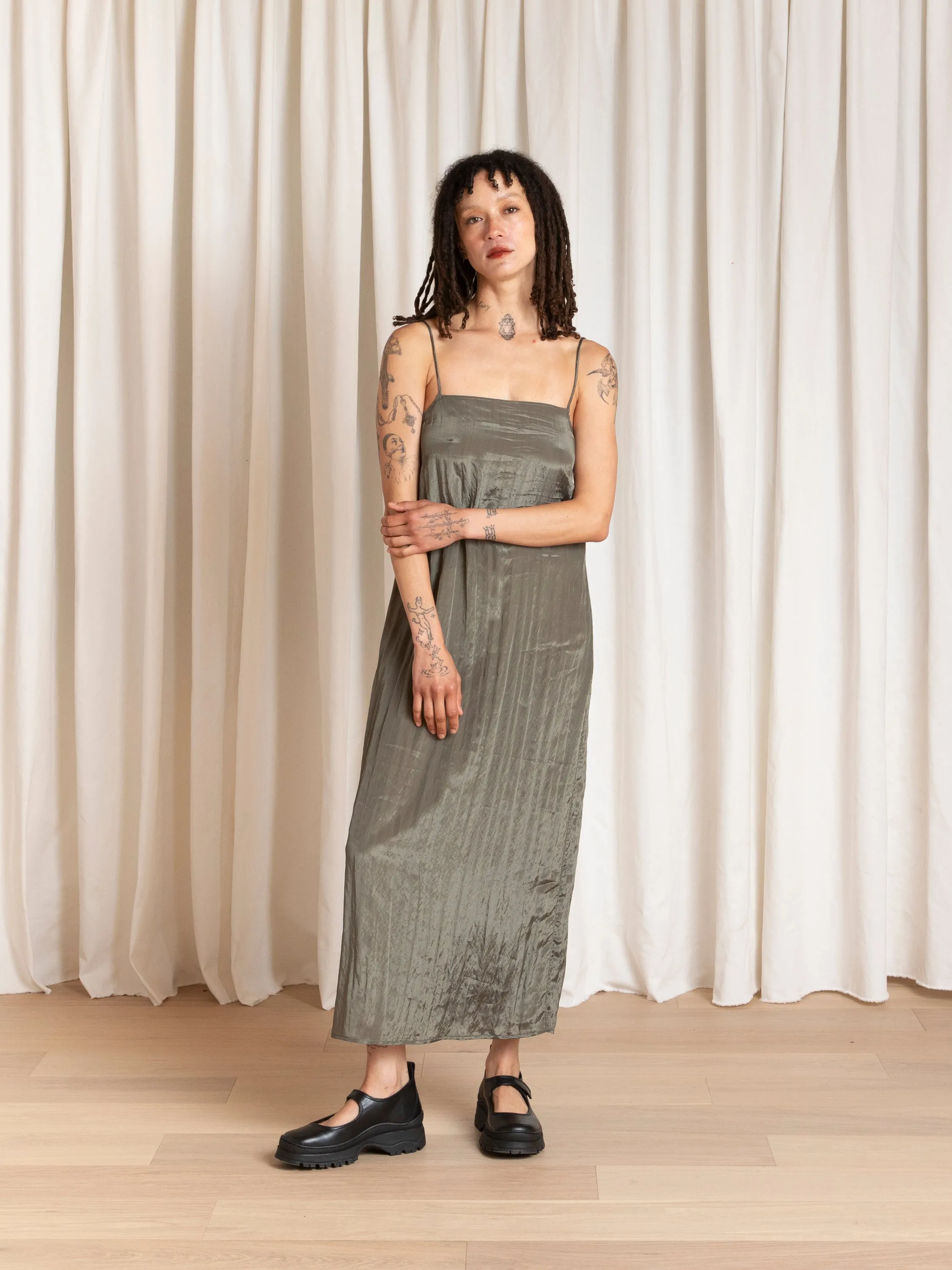 SQUARE NECK SLIP DRESS - SAGE sold by Ali Golden product image thumbnail 5