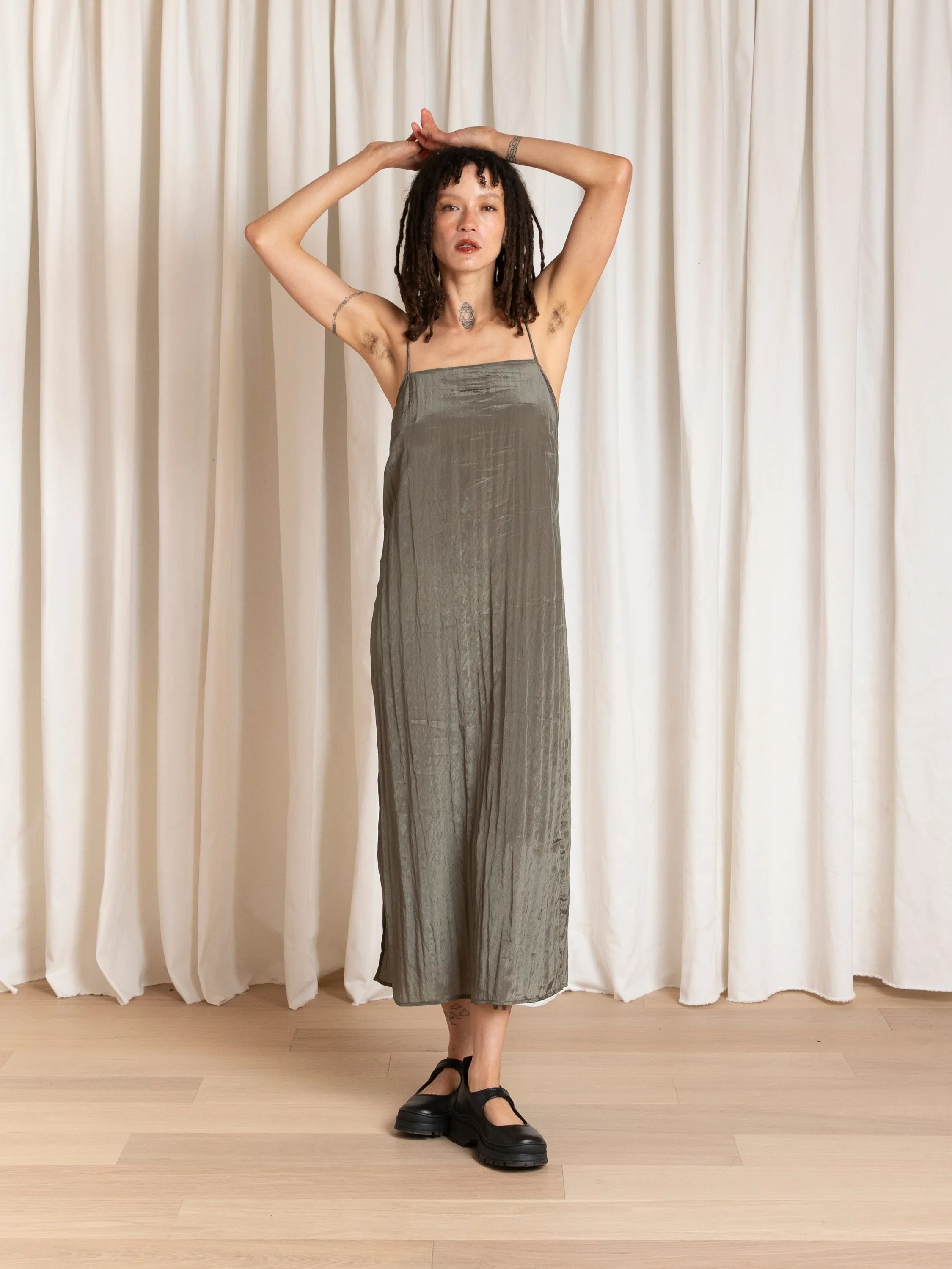 SQUARE NECK SLIP DRESS - SAGE sold by Ali Golden product image thumbnail 4
