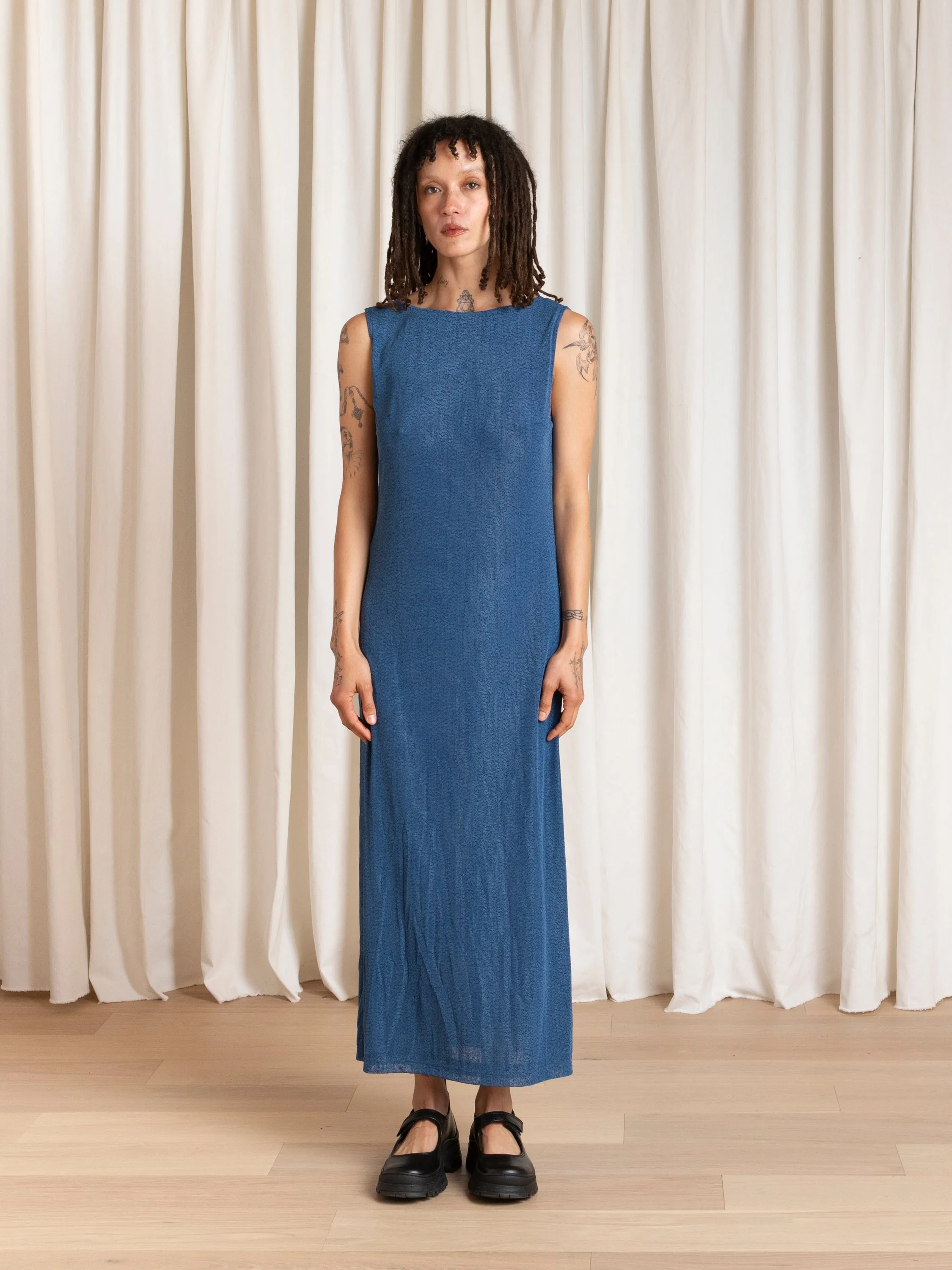 LOW BACK COLUMN DRESS - BLUE sold by Ali Golden product image thumbnail 2