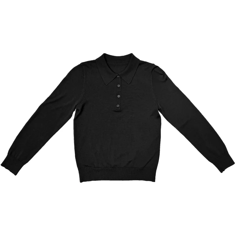 FITTED POLO PULLOVER - BLACK made by Ali Golden