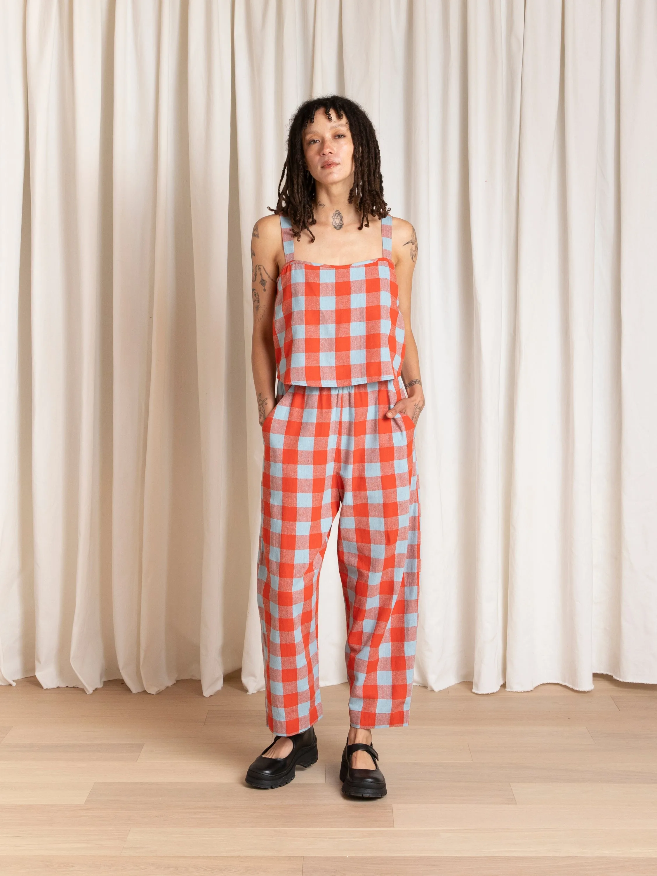 BUTTON BACK TANK - POPPY/FUCK ICE LARGE PLAID sold by Ali Golden product image thumbnail 4