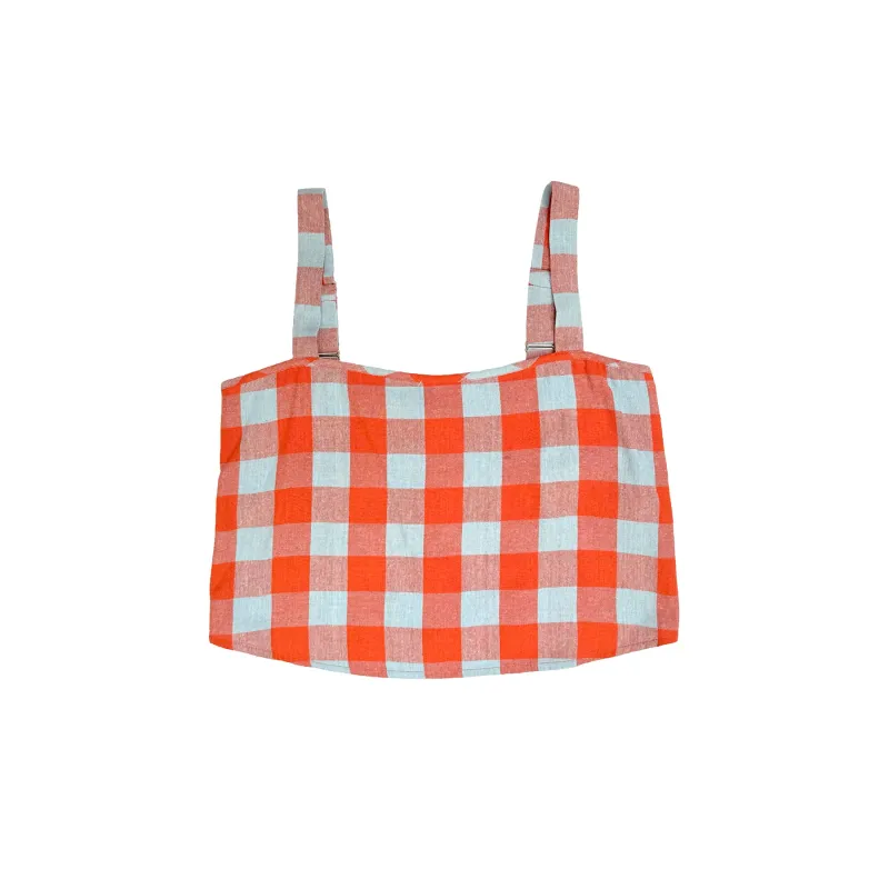BUTTON BACK TANK - POPPY/FUCK ICE LARGE PLAID made by Ali Golden