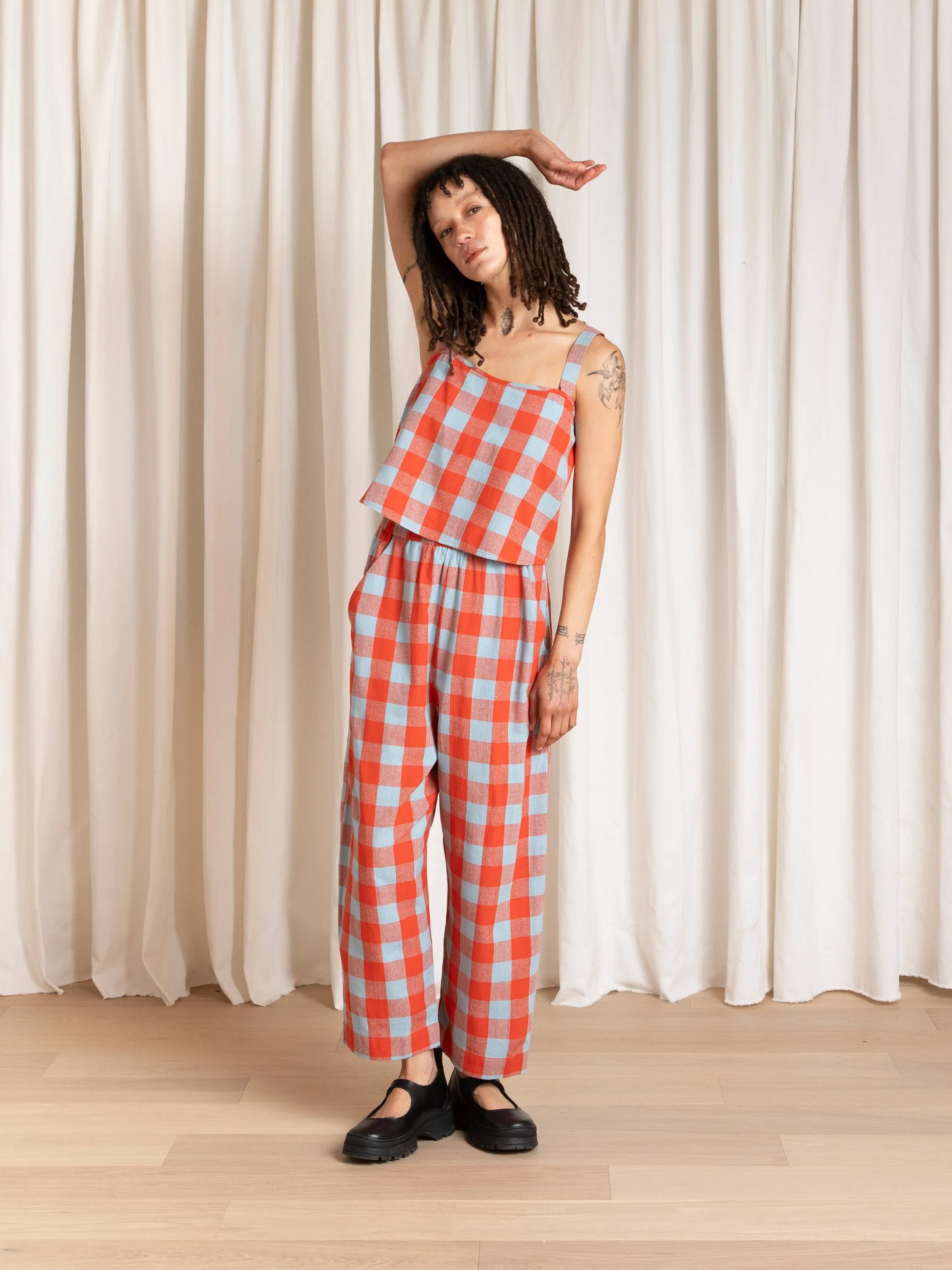 BUTTON BACK TANK - POPPY/FUCK ICE LARGE PLAID sold by Ali Golden product image thumbnail 3