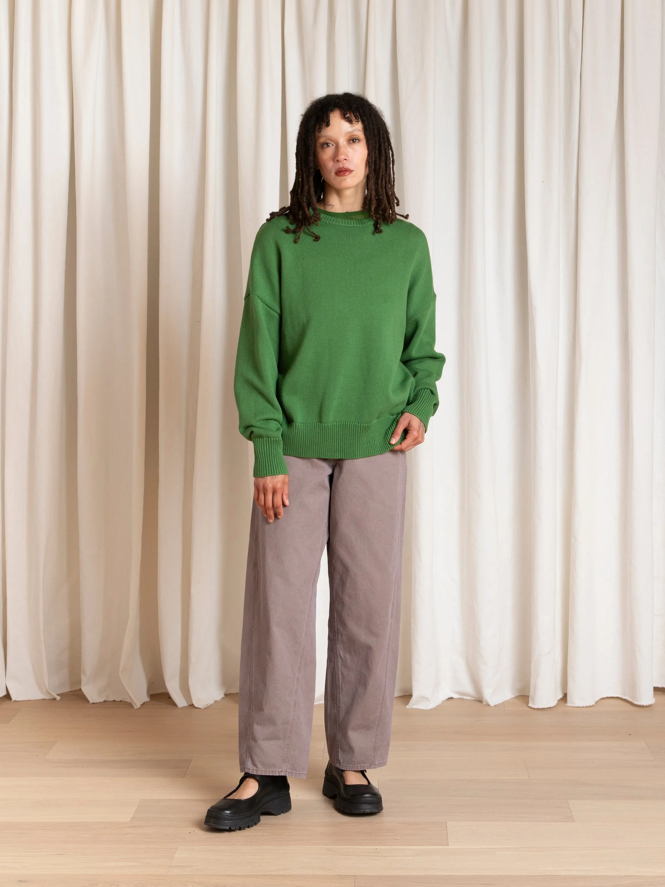CHUNKY COTTON PULLOVER - GRASS GREEN sold by Ali Golden product image thumbnail 3