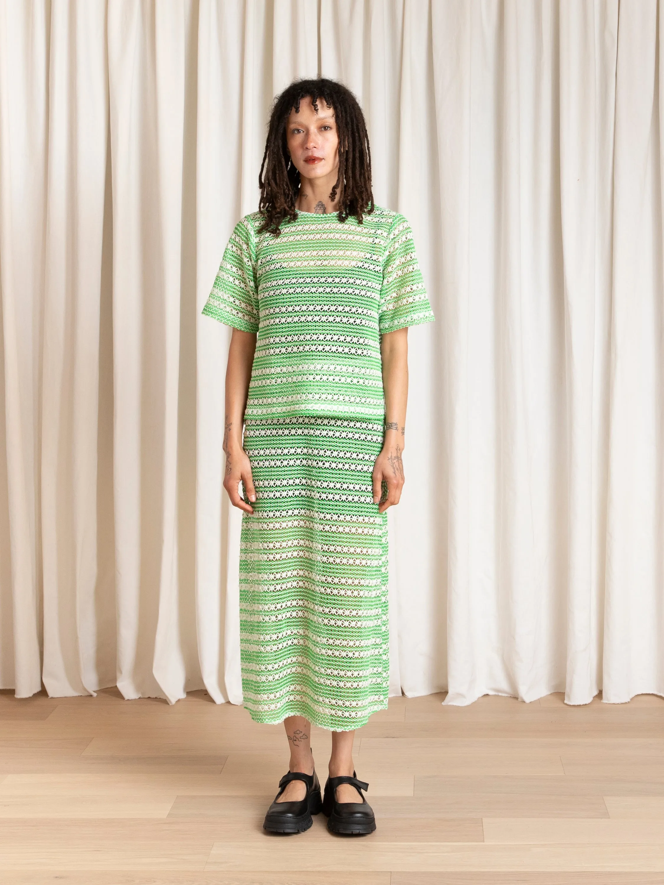 SLIM MIDI SKIRT - LIME/IVORY CROCHET sold by Ali Golden product image thumbnail 2