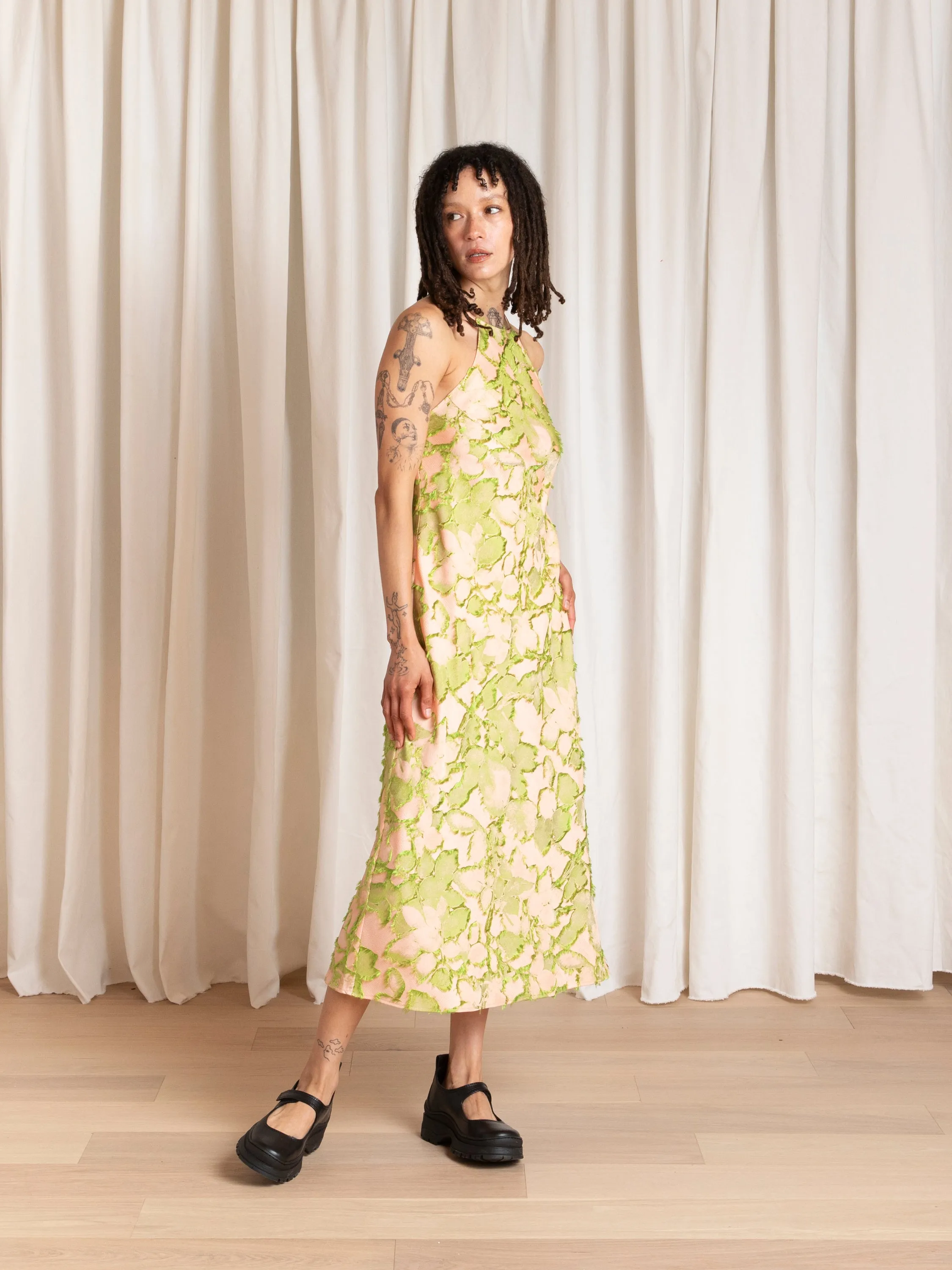 HIGH NECK BIAS DRESS - PINK/LIME sold by Ali Golden product image thumbnail 3