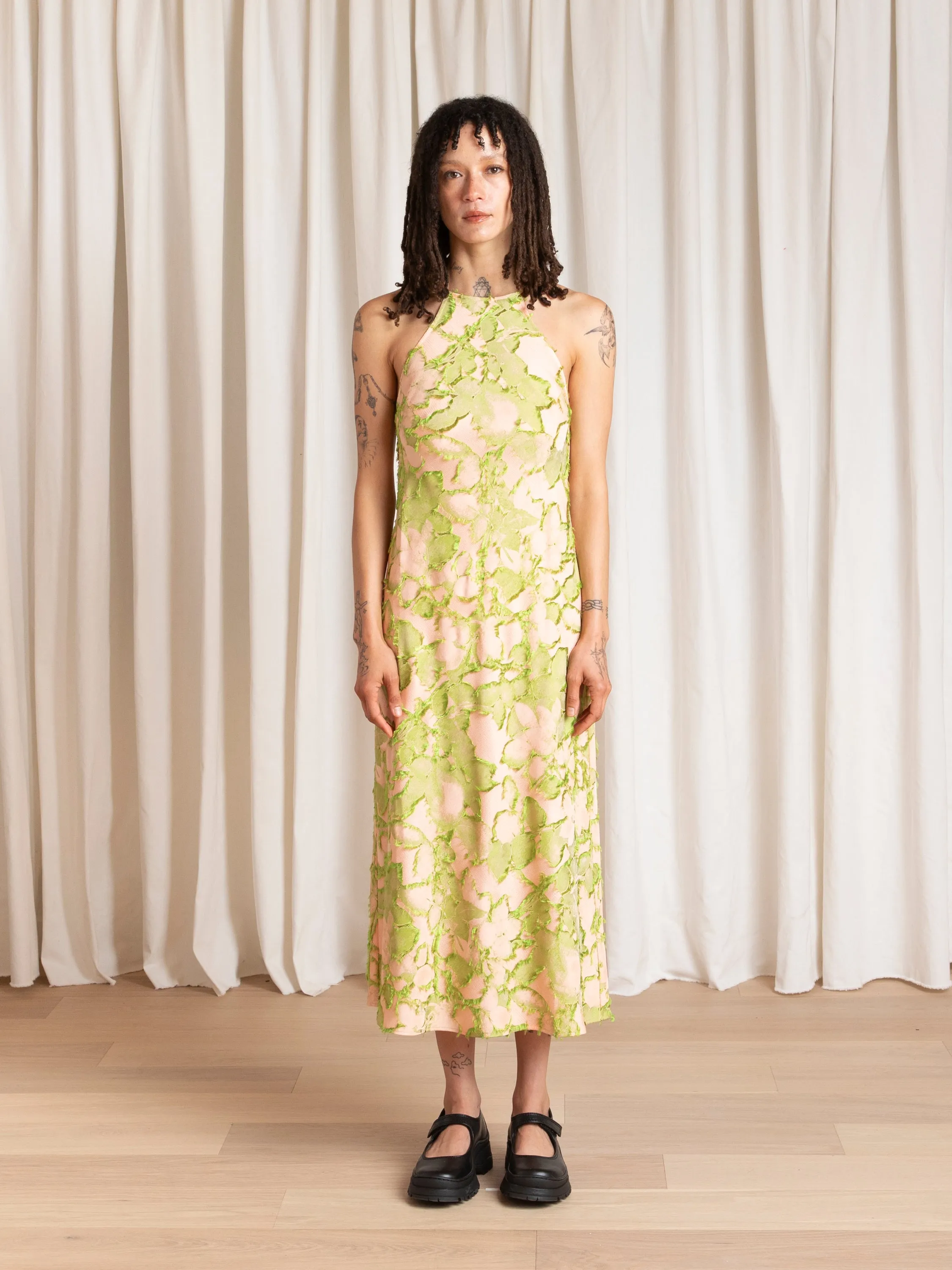 HIGH NECK BIAS DRESS - PINK/LIME sold by Ali Golden product image thumbnail 2
