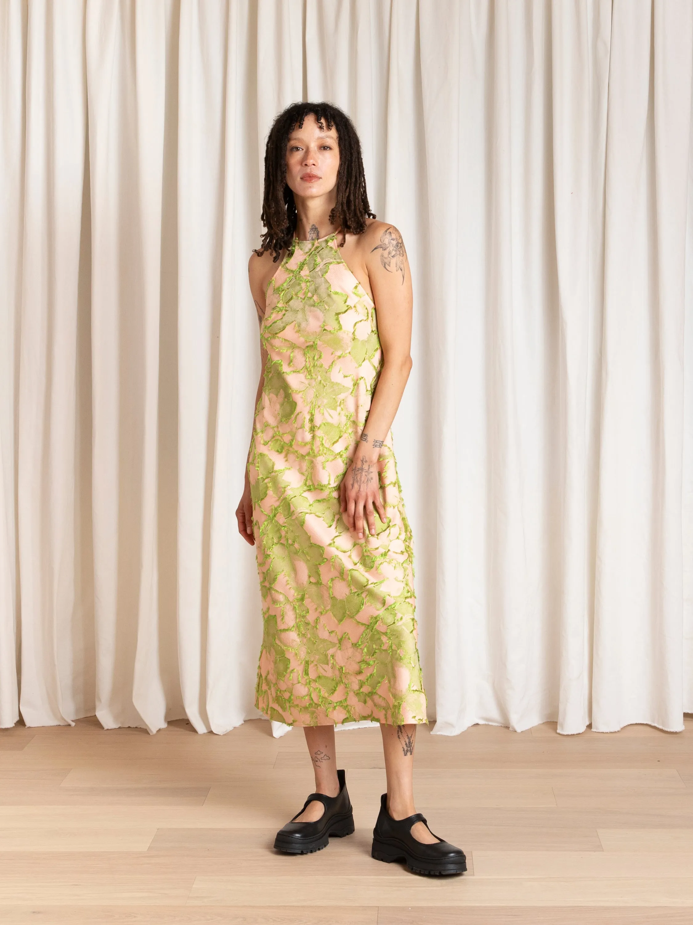 HIGH NECK BIAS DRESS - PINK/LIME sold by Ali Golden product image thumbnail 5