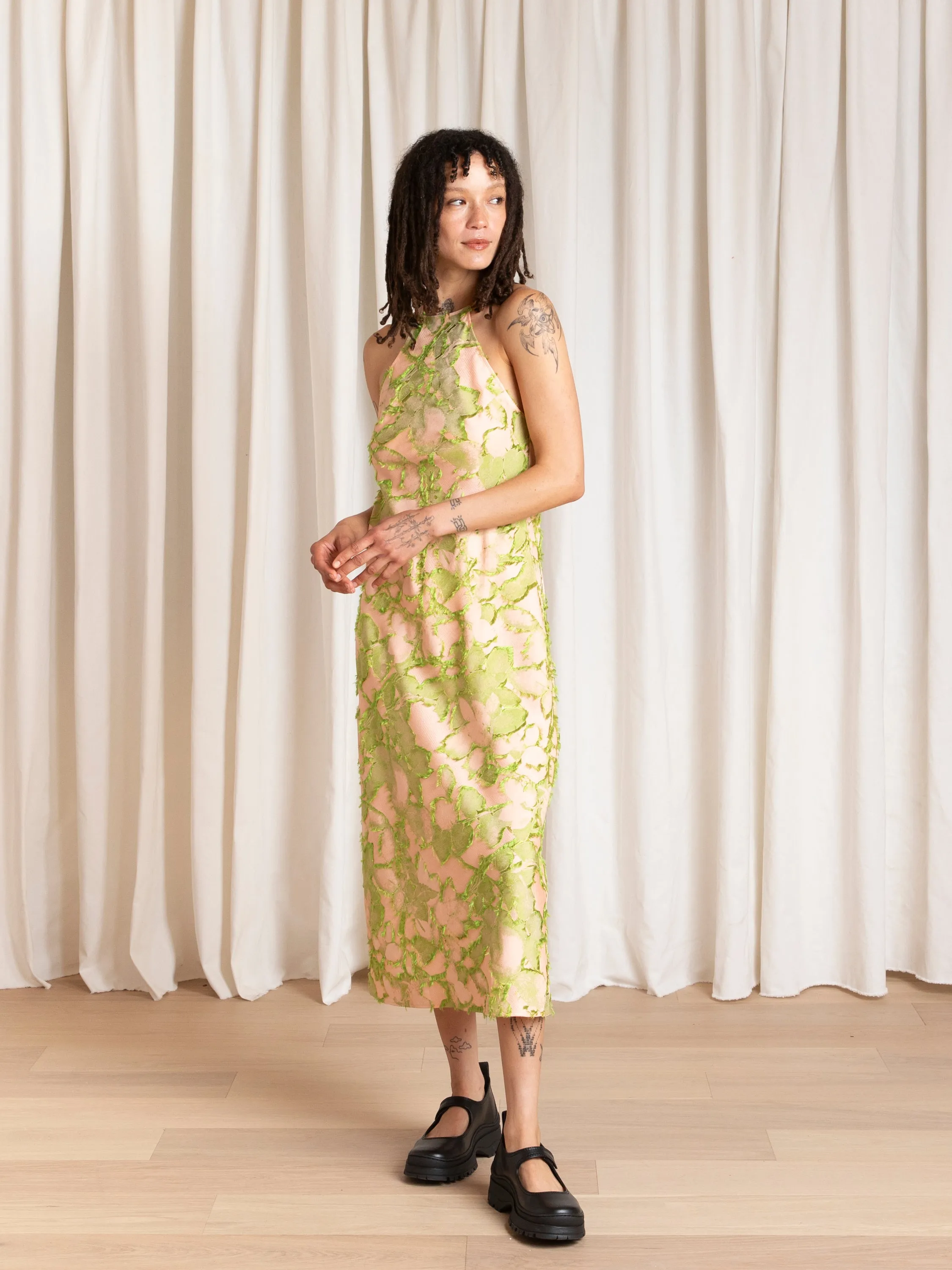 HIGH NECK BIAS DRESS - PINK/LIME sold by Ali Golden product image thumbnail 4